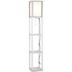 HOMCOM Lampadaire étagère Lampe étagère 26L X 26l X 160H Cm 3 étagères 4 Niveaux MDF Blanc - Blanc