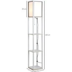 HOMCOM Lampadaire étagère Lampe étagère 26L X 26l X 160H Cm 3 étagères 4 Niveaux MDF Blanc - Blanc -France HOMCOM Soldes 2022 25008880 3