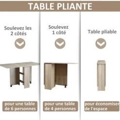 HOMCOM Table Pliante De Cuisine Salle à Manger Amovible Sur Roulettes 140L X 80l X 74H Cm 2 étagères Intégrées Panneaux Particules Coloris Chêne Clair - Marron 11 HOMCOM Table Pliante De Cuisine Salle à Manger Amovible Sur Roulettes 140L X 80l X 74H Cm 2 étagères Intégrées Panneaux Particules Coloris Chêne Clair - Marron -France HOMCOM Soldes 2022 25008939 5