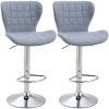 HOMCOM Lot De 2 Tabouret De Bar Design Contemporain Hauteur D'assise Réglable 59-81 Cm Pivotant 360° Lin Gris - Gris -France HOMCOM Soldes 2022 25008949 1