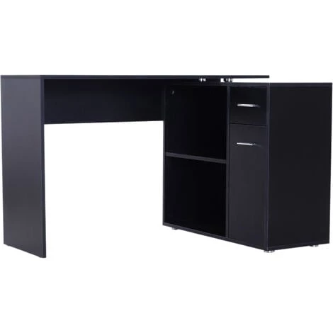 HOMCOM Bureau Informatique Multimédia Modulable Multi-rangements Double Niche + Tiroir Panneaux Particules Noir - Noir 3 HOMCOM Bureau Informatique Multimédia Modulable Multi-rangements Double Niche + Tiroir Panneaux Particules Noir - Noir