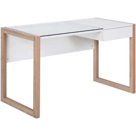 HOMCOM Bureau Informatique Table De Travail Ordinateur Avec Grand Plateau En Verre Trempé Et Tiroir Intégré Idéal Pour Bureau Chambre 120 X 60 X 75 Cm Blanc Et Bois 3 HOMCOM Bureau Informatique Table De Travail Ordinateur Avec Grand Plateau En Verre Trempé Et Tiroir Intégré Idéal Pour Bureau Chambre 120 X 60 X 75 Cm Blanc Et Bois