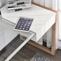 HOMCOM Bureau Informatique Table De Travail Ordinateur Avec Grand Plateau En Verre Trempé Et Tiroir Intégré Idéal Pour Bureau Chambre 120 X 60 X 75 Cm Blanc Et Bois 10 HOMCOM Bureau Informatique Table De Travail Ordinateur Avec Grand Plateau En Verre Trempé Et Tiroir Intégré Idéal Pour Bureau Chambre 120 X 60 X 75 Cm Blanc Et Bois -France HOMCOM Soldes 2022 25008976 4