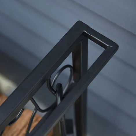 HOMCOM Serviteur De Cheminée - Porte Bûches - Range Bûches Multi Accessoires étagère 75L X 30l X 60H Cm Acier Noir 7 HOMCOM Serviteur De Cheminée - Porte Bûches - Range Bûches Multi Accessoires étagère 75L X 30l X 60H Cm Acier Noir – Image 5