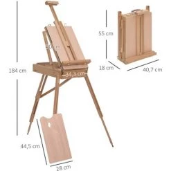 HOMCOM Chevalet D'artiste Sur Pieds Pliable Mallette De Peinture Chevalet Avec Rangement Hauteur Réglable Bois De Hêtre Clair - Marron 9 HOMCOM Chevalet D'artiste Sur Pieds Pliable Mallette De Peinture Chevalet Avec Rangement Hauteur Réglable Bois De Hêtre Clair - Marron -France HOMCOM Soldes 2022 25009201 3