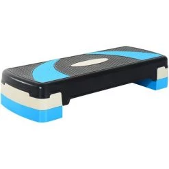 HOMCOM Stepper Fitness Aerobic Hauteur Reglable Surface Antiderapante 80 X 31 X 20 Cm Noir Bleu - Noir