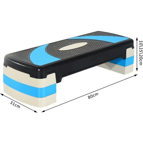HOMCOM Stepper Fitness Aerobic Hauteur Reglable Surface Antiderapante 80 X 31 X 20 Cm Noir Bleu - Noir 5 HOMCOM Stepper Fitness Aerobic Hauteur Reglable Surface Antiderapante 80 X 31 X 20 Cm Noir Bleu - Noir – Image 3