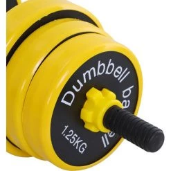 HOMCOM Ensemble D'haltères Courtes Ou Longues 20 Kg - Barre D'extension Incluse - Musculation Réglable - Entraînement Musculaire & Haltérophilie - Jaune -France HOMCOM Soldes 2022 25009316 5