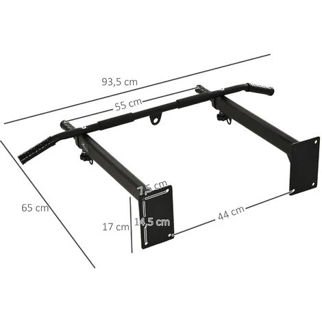 HOMCOM Barre De Traction Barre De Fitness Fixation Murale Support Sac De Frappe Ou Sangles TRX Intégré Charge Max. 150 Kg Acier Noir - Noir 5 HOMCOM Barre De Traction Barre De Fitness Fixation Murale Support Sac De Frappe Ou Sangles TRX Intégré Charge Max. 150 Kg Acier Noir - Noir – Image 3