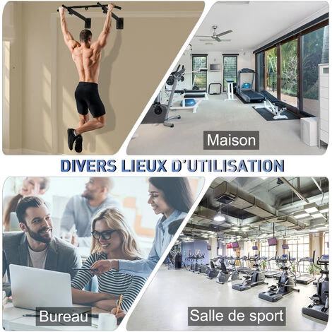 HOMCOM Barre De Traction Barre De Fitness Fixation Murale Support Sac De Frappe Ou Sangles TRX Intégré Charge Max. 150 Kg Acier Noir - Noir 7 HOMCOM Barre De Traction Barre De Fitness Fixation Murale Support Sac De Frappe Ou Sangles TRX Intégré Charge Max. 150 Kg Acier Noir - Noir – Image 5