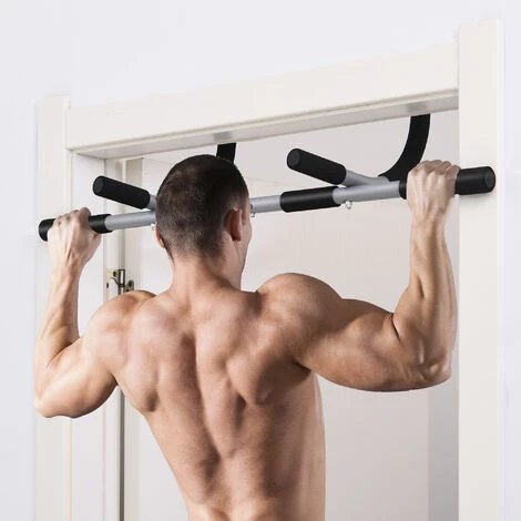 HOMCOM Barre De Traction - Barre De Porte - Pull Up Bar - Barre D'étirement Musculation Pour Cadres De Porte - Acier Gris - Noir 4 HOMCOM Barre De Traction - Barre De Porte - Pull Up Bar - Barre D'étirement Musculation Pour Cadres De Porte - Acier Gris - Noir – Image 2
