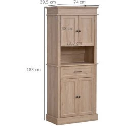 HOMCOM Armoire De Cuisine Multi-rangements 2 Placards 2 Portes Tiroir Niche MDF Panneaux Particules E1 Chêne Clair - Beige 9 HOMCOM Armoire De Cuisine Multi-rangements 2 Placards 2 Portes Tiroir Niche MDF Panneaux Particules E1 Chêne Clair - Beige -France HOMCOM Soldes 2022 25140808 3