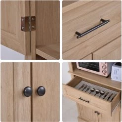 HOMCOM Armoire De Cuisine Multi-rangements 2 Placards 2 Portes Tiroir Niche MDF Panneaux Particules E1 Chêne Clair - Beige 10 HOMCOM Armoire De Cuisine Multi-rangements 2 Placards 2 Portes Tiroir Niche MDF Panneaux Particules E1 Chêne Clair - Beige -France HOMCOM Soldes 2022 25140808 4