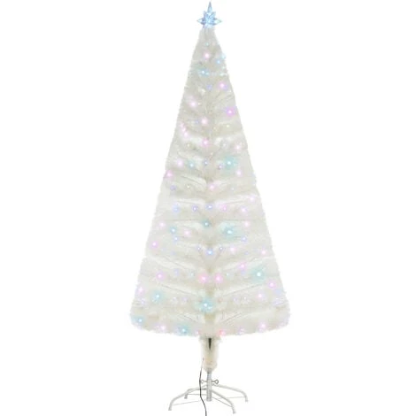 HOMCOM Sapin De Noël Artificiel Blanc Sapin Lumineux Fibre Optique + 220 LED Couleurs RVB 7 Modes Support Pied Inclus Ø 80 X 180H Cm 220 Branches étoile Sommet Brillante - Blanc 3 HOMCOM Sapin De Noël Artificiel Blanc Sapin Lumineux Fibre Optique + 220 LED Couleurs RVB 7 Modes Support Pied Inclus Ø 80 X 180H Cm 220 Branches étoile Sommet Brillante - Blanc