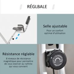 HOMCOM Vélo D'appartement Pliable Grand Confort Dossier Selle Réglable Poignées Ergonomiques écran LCD Multifonction Support Tablette Acier Blanc Gris 11 HOMCOM Vélo D'appartement Pliable Grand Confort Dossier Selle Réglable Poignées Ergonomiques écran LCD Multifonction Support Tablette Acier Blanc Gris -France HOMCOM Soldes 2022 25257604 5