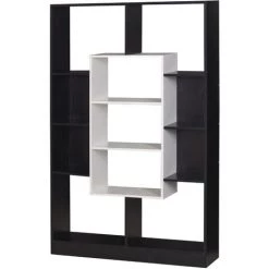 HOMCOM Bibliothèque étagère Meuble De Rangement Design Contemporain Panneaux Particules E1 Bicolore Noir Blanc - Noir