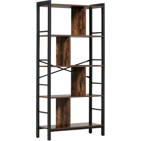HOMCOM Bibliothèque, Étagère De Rangement à 4 Niveaux Style Industriel Panneaux Particules Aspect Vieux Bois Métal Noir 3 HOMCOM Bibliothèque, Étagère De Rangement à 4 Niveaux Style Industriel Panneaux Particules Aspect Vieux Bois Métal Noir