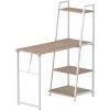 HOMCOM Bureau Pliable Rabattable - Bureau Bibliothèque 2 En 1 - 4 étagères - Imitation Bois Chêne Clair Métal Blanc - Beige -France HOMCOM Soldes 2022 25535751 1