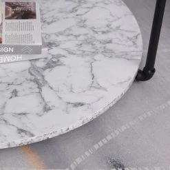 HOMCOM Table Basse Ronde Avec étagère Dim. Ø 80 X 45H Cm Panneaux Particules Imitation Marbre Blanc Métal Noir - Blanc 11 HOMCOM Table Basse Ronde Avec étagère Dim. Ø 80 X 45H Cm Panneaux Particules Imitation Marbre Blanc Métal Noir - Blanc -France HOMCOM Soldes 2022 25571002 5