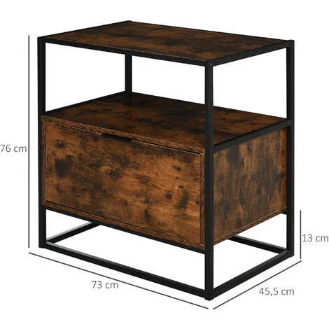 HOMCOM Console Meuble De Rangement Style Industriel Vintage Grand Tiroir, étagère Et Plateau Aspect Vieux Bois Veinage Métal Noir 6 HOMCOM Console Meuble De Rangement Style Industriel Vintage Grand Tiroir, étagère Et Plateau Aspect Vieux Bois Veinage Métal Noir – Image 4