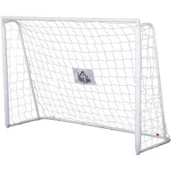 HOMCOM But De Football - Cage De Foot - But D'entrainement Dim. 186L X 62l X 123H Cm - Châssis Métal Filet PE - Piquets & Outil Inclus - Blanc - Blanc