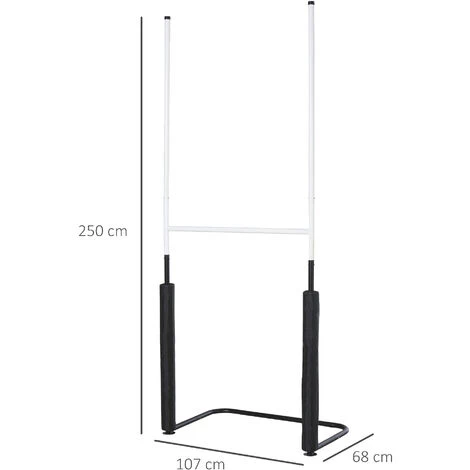 HOMCOM Poteaux De Rugby - équipement De Rugby - Dim. 107L X 68I X 250H Cm - Châssis Métal Protections Poteaux Tissu Oxford Garnissage Mousse - Blanc Noir - Blanc 5 HOMCOM Poteaux De Rugby - équipement De Rugby - Dim. 107L X 68I X 250H Cm - Châssis Métal Protections Poteaux Tissu Oxford Garnissage Mousse - Blanc Noir - Blanc – Image 3