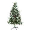 HOMCOM Sapin De Noël Artificiel Branches Enneigées Ø 75 X 150H Cm 554 Branches épines Imitation Nordmann Grand Réalisme 41 Houx - Vert