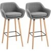 HOMCOM Tabourets De Bar Design Scandinave - Lot De 2 Tabourets De Bar Grand Confort Avec Repose-pieds Et Accoudoirs - Bois De Hêtre Lin Gris Chiné -France HOMCOM Soldes 2022 26118891 1