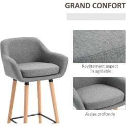 HOMCOM Tabourets De Bar Design Scandinave - Lot De 2 Tabourets De Bar Grand Confort Avec Repose-pieds Et Accoudoirs - Bois De Hêtre Lin Gris Chiné 11 HOMCOM Tabourets De Bar Design Scandinave - Lot De 2 Tabourets De Bar Grand Confort Avec Repose-pieds Et Accoudoirs - Bois De Hêtre Lin Gris Chiné -France HOMCOM Soldes 2022 26118891 5