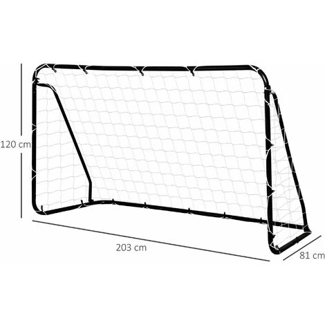 HOMCOM But De Football - Cage De Foot - But D'entrainement Dim. 203L X 81l X 120H Cm - Châssis Métal époxy Filet Polyester - Piquets Inclus - Noir - Noir 5 HOMCOM But De Football - Cage De Foot - But D'entrainement Dim. 203L X 81l X 120H Cm - Châssis Métal époxy Filet Polyester - Piquets Inclus - Noir - Noir – Image 3