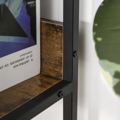 HOMCOM Étagère Bibliothèque Design Contemporain 5 Niveaux Dim. 64L X 30l X 158H Cm Panneaux Particules Aspect Vieux Bois Métal Noir -France HOMCOM Soldes 2022 26620301 5