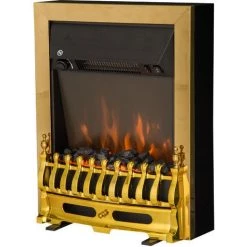 HOMCOM Cheminée électrique Style Néo Rétro Thermostat 1000-2000 W Noir Or - Noir