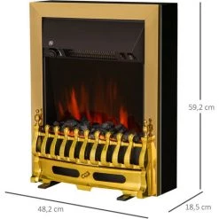 HOMCOM Cheminée électrique Style Néo Rétro Thermostat 1000-2000 W Noir Or - Noir -France HOMCOM Soldes 2022 2672683 3