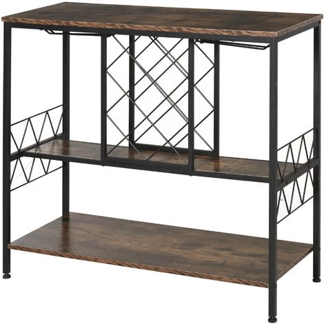 HOMCOM Étagère Style Industriel étagère Porte Bouteilles Casier à Vin 7 Bouteilles Support Verres à Vin Intégré 16 Max. Métal Noir Panneaux Particules Aspect Vieux Bois Veinage 3 HOMCOM Étagère Style Industriel étagère Porte Bouteilles Casier à Vin 7 Bouteilles Support Verres à Vin Intégré 16 Max. Métal Noir Panneaux Particules Aspect Vieux Bois Veinage