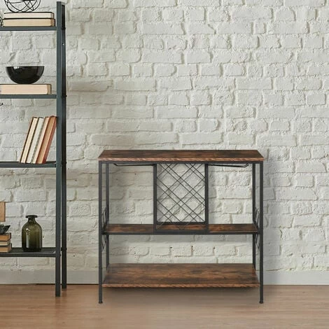 HOMCOM Étagère Style Industriel étagère Porte Bouteilles Casier à Vin 7 Bouteilles Support Verres à Vin Intégré 16 Max. Métal Noir Panneaux Particules Aspect Vieux Bois Veinage 4 HOMCOM Étagère Style Industriel étagère Porte Bouteilles Casier à Vin 7 Bouteilles Support Verres à Vin Intégré 16 Max. Métal Noir Panneaux Particules Aspect Vieux Bois Veinage – Image 2