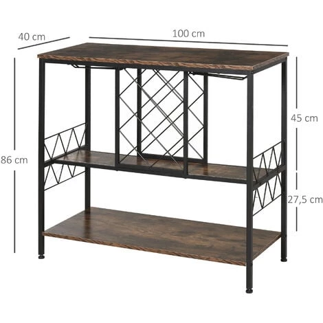 HOMCOM Étagère Style Industriel étagère Porte Bouteilles Casier à Vin 7 Bouteilles Support Verres à Vin Intégré 16 Max. Métal Noir Panneaux Particules Aspect Vieux Bois Veinage 5 HOMCOM Étagère Style Industriel étagère Porte Bouteilles Casier à Vin 7 Bouteilles Support Verres à Vin Intégré 16 Max. Métal Noir Panneaux Particules Aspect Vieux Bois Veinage – Image 3