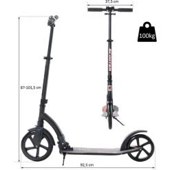 HOMCOM Trottinette Pliable Pour Adulte Enfant à Partir 14 Ans 92,5 X 37,5 X 87-101,5 Cm Hauteur Guidon Réglable Alu Noir 9 HOMCOM Trottinette Pliable Pour Adulte Enfant à Partir 14 Ans 92,5 X 37,5 X 87-101,5 Cm Hauteur Guidon Réglable Alu Noir -France HOMCOM Soldes 2022 26929743 3