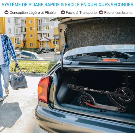 HOMCOM Trottinette Pliable Pour Adulte Enfant à Partir 14 Ans 92,5 X 37,5 X 87-101,5 Cm Hauteur Guidon Réglable Alu Noir 7 HOMCOM Trottinette Pliable Pour Adulte Enfant à Partir 14 Ans 92,5 X 37,5 X 87-101,5 Cm Hauteur Guidon Réglable Alu Noir – Image 5