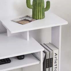 HOMCOM Bureau Informatique Multimédia étagères Tablette Clavier Panier Noir Panneaux Particules Blanc - Blanc 9 HOMCOM Bureau Informatique Multimédia étagères Tablette Clavier Panier Noir Panneaux Particules Blanc - Blanc -France HOMCOM Soldes 2022 26969057 4