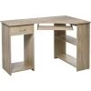 HOMCOM Bureau Informatique D'angle Tiroir Tablette Clavier étagère - Dim. 120L X 70l X 75H Cm - Panneaux Particules Chêne Clair -France HOMCOM Soldes 2022 26969062 1
