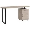 HOMCOM Bureau Informatique Design Contemporain Tiroir Placard Métal Noir Panneaux Particules MDF Bois Clair -France HOMCOM Soldes 2022 26975628 1
