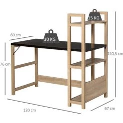 HOMCOM Bureau Bibliothèque 2 En 1 - 3 étagères - Bicolore Imitation Bois Chêne Clair Noyer Foncé 9 HOMCOM Bureau Bibliothèque 2 En 1 - 3 étagères - Bicolore Imitation Bois Chêne Clair Noyer Foncé -France HOMCOM Soldes 2022 27155593 3