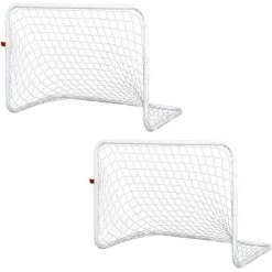 HOMCOM Set De 2 Mini Cages De Football Pour Enfant - Ballon, Pompe, Piquets Inclus - 78L X 46l X 56H Cm - Métal Blanc