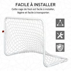 HOMCOM Set De 2 Mini Cages De Football Pour Enfant - Ballon, Pompe, Piquets Inclus - 78L X 46l X 56H Cm - Métal Blanc 11 HOMCOM Set De 2 Mini Cages De Football Pour Enfant - Ballon, Pompe, Piquets Inclus - 78L X 46l X 56H Cm - Métal Blanc -France HOMCOM Soldes 2022 27155652 5
