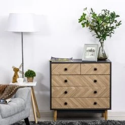 HOMCOM Commode 5 Tiroirs Design Scandinave Graphique Dim. 80L X 40l X 80H Cm Panneaux De Particules Gris Foncé Chêne Clair 10 HOMCOM Commode 5 Tiroirs Design Scandinave Graphique Dim. 80L X 40l X 80H Cm Panneaux De Particules Gris Foncé Chêne Clair -France HOMCOM Soldes 2022 27183499 4