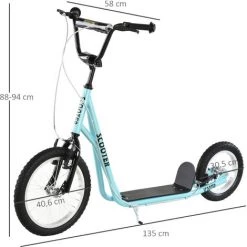 HOMCOM Trottinette Patinette Freestyle Grandes Roues Pneumatiques Ø 40 Et 30 Cm Hauteur Guidon Réglable Frein AV/AR Béquille Acier Bleu Ciel Noir - Bleu 9 HOMCOM Trottinette Patinette Freestyle Grandes Roues Pneumatiques Ø 40 Et 30 Cm Hauteur Guidon Réglable Frein AV/AR Béquille Acier Bleu Ciel Noir - Bleu -France HOMCOM Soldes 2022 27267204 3