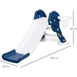 HOMCOM Toboggan Enfant Panier Basket 18-48 Mois Usage Intérieur Extérieur Dim. 146L X 68l X 68H Cm Balle + Pompe Incluses HDPE Bleu Blanc 9 HOMCOM Toboggan Enfant Panier Basket 18-48 Mois Usage Intérieur Extérieur Dim. 146L X 68l X 68H Cm Balle + Pompe Incluses HDPE Bleu Blanc -France HOMCOM Soldes 2022 27323371 3