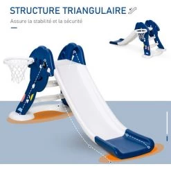 HOMCOM Toboggan Enfant Panier Basket 18-48 Mois Usage Intérieur Extérieur Dim. 146L X 68l X 68H Cm Balle + Pompe Incluses HDPE Bleu Blanc 11 HOMCOM Toboggan Enfant Panier Basket 18-48 Mois Usage Intérieur Extérieur Dim. 146L X 68l X 68H Cm Balle + Pompe Incluses HDPE Bleu Blanc -France HOMCOM Soldes 2022 27323371 5