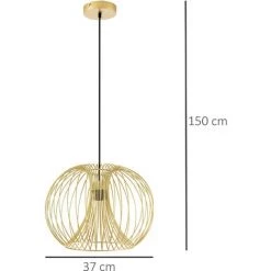 HOMCOM Lustre Suspension Design Filaire Dorée Ø 37 X 150 Cm Métal Doré - Doré -France HOMCOM Soldes 2022 27360130 3