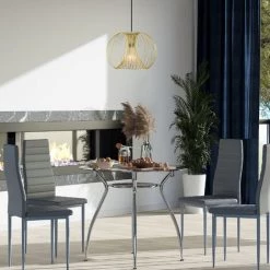 HOMCOM Lustre Suspension Design Filaire Dorée Ø 37 X 150 Cm Métal Doré - Doré -France HOMCOM Soldes 2022 27360130 4